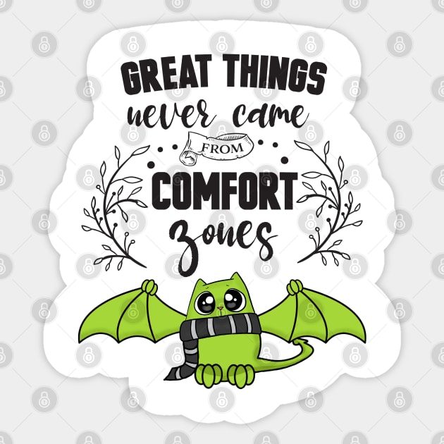 Great Things Comfort Zone Cute Cat Sticker by Wanderer Bat